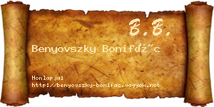 Benyovszky Bonifác névjegykártya